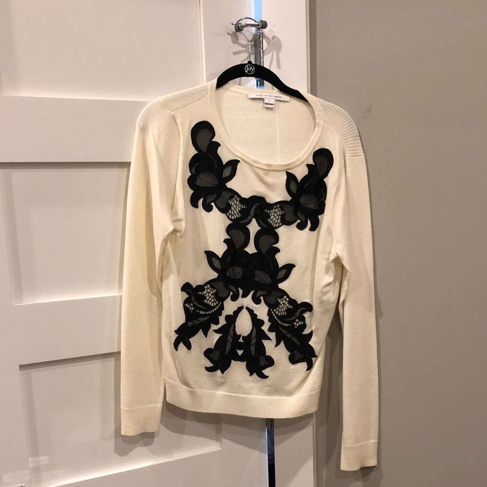 Black and white lace DVF sweater